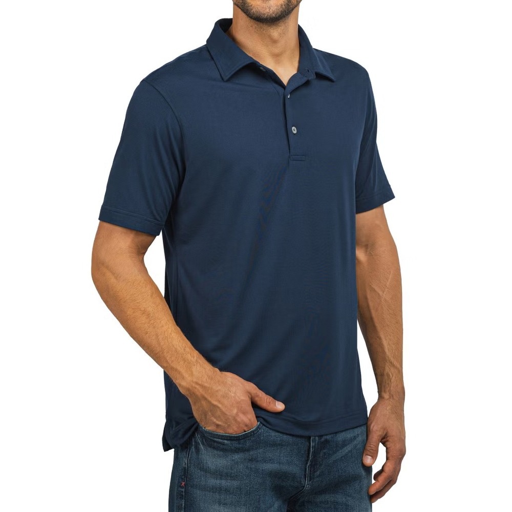 Scott Barber Mens Short Sleeve Polo Navy Blue Solid Stretch Shirt 3XL New